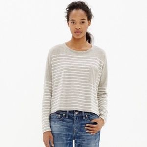 MADEWELL Effortless Gray Stripe Long Sleeve Top M